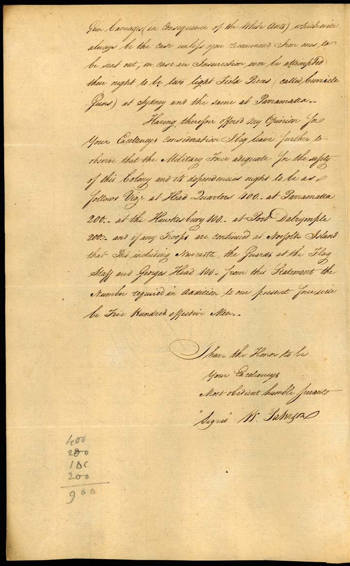 Letter by William Paterson, 1807